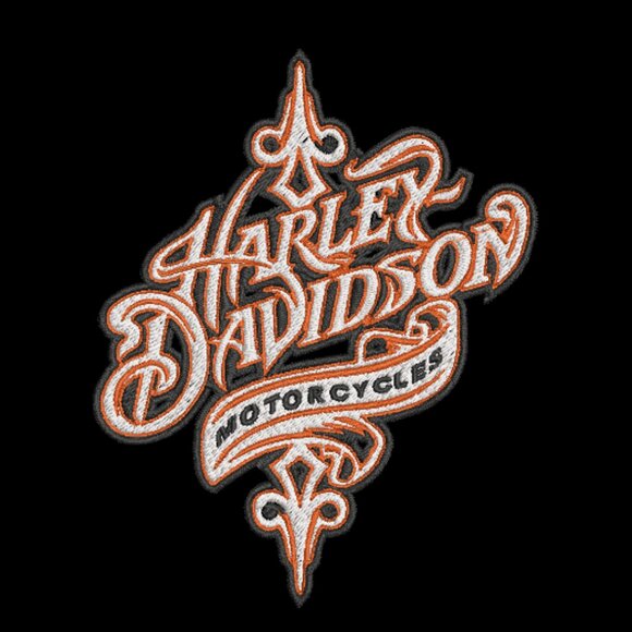 Harley Davidson Embroidered Adult Unisex Crewneck Sweatshirt Script Biker Orange - Picture 2 of 11